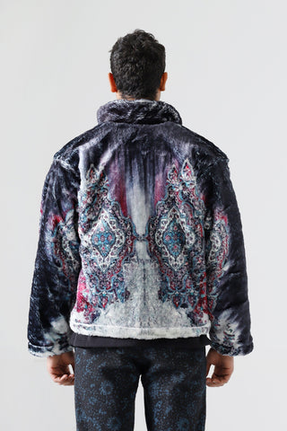 Distorted carpet print jacket