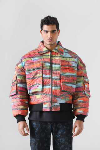 "Waves of love" quilted bomber