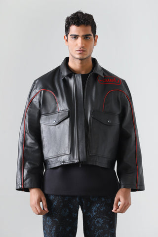 "Dil ki awaz" black leather jacket