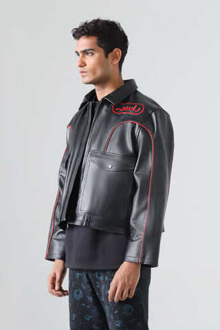 "Dil ki awaz" black leather jacket