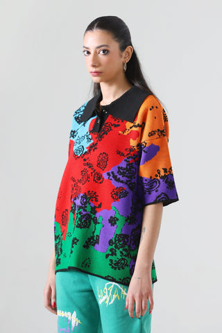 "Colours of life" jacquard knit polo shirt