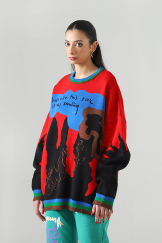 "This means something" jacquard knit sweatshirt