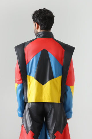 Hand-Embroidered leather racer jacket