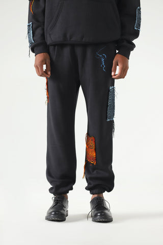 Handwoven patch sweatpants