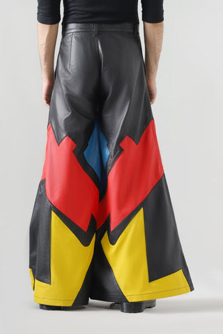 Leather flared trousers
