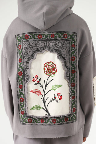 Blockprint charcoal hoodie