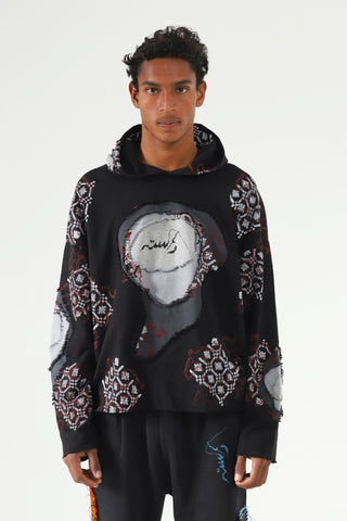 "Cyclone" block print hoodie
