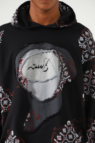"Cyclone" block print hoodie