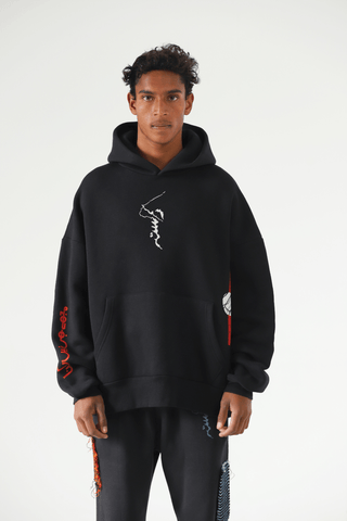 "Meri kahani" screen printed black hoodie