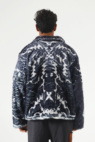 "Distortion" printed sherpa jacket