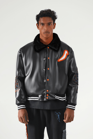 Waxed leather bomber jacket