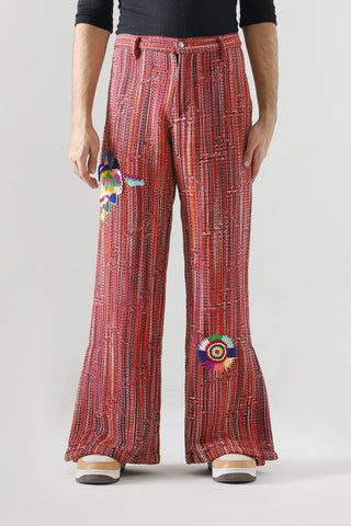 "Sadequain" jacquard embroidered trousers
