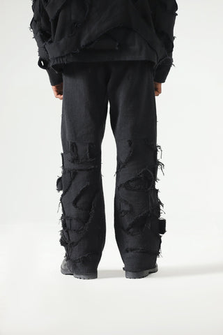 Denim handwoven strap pants