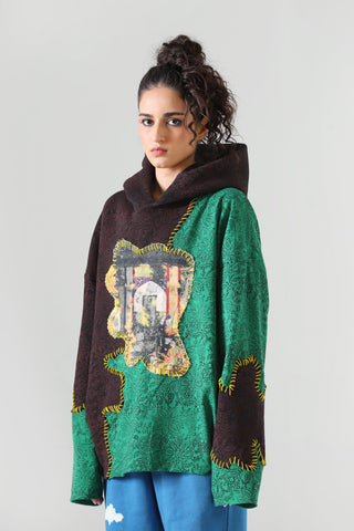 "Past of healing" hand block printed hoodie