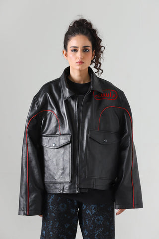 "Dil ki awaz" black leather jacket