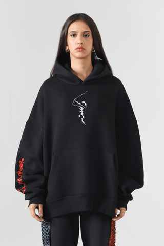 "Meri kahani" screen printed black hoodie