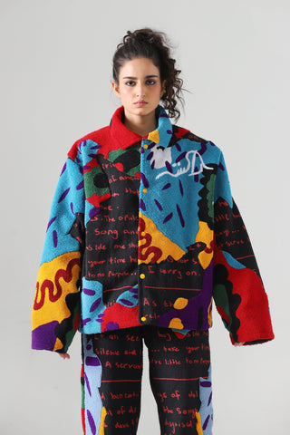 "Mindfulness" embroidered coach jacket