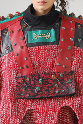 Hand embellished leather vest