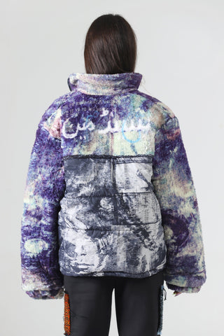"Sandman" printed sherpa puffer jacket