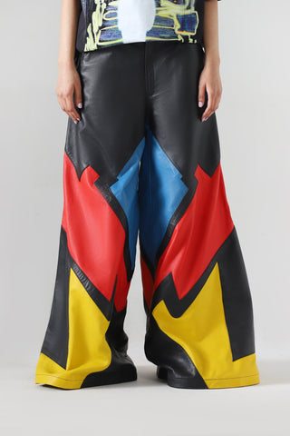 Leather flared trousers
