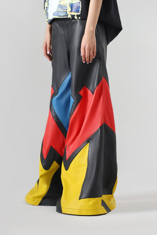 Leather flared trousers