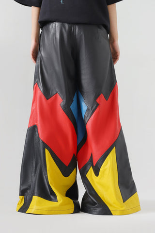 Leather flared trousers