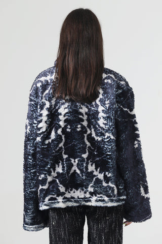 "Distortion" printed sherpa jacket