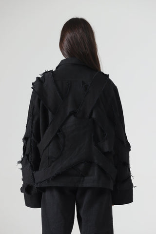 Handwoven denim strap jacket