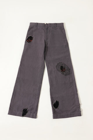 GREY HANDMADE DENIM TROUSERS - Rastah