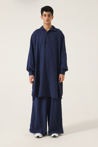 HANDWOVEN NAVY BLUE KAMEEZ (LONG SHIRT) - Rastah