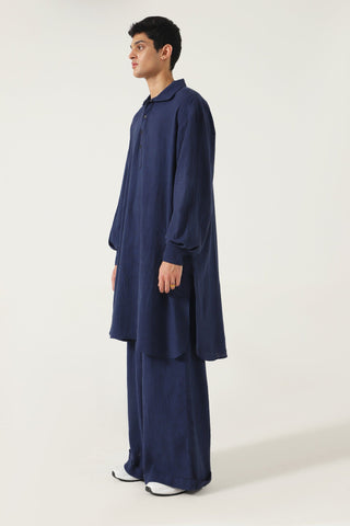 HANDWOVEN NAVY BLUE KAMEEZ (LONG SHIRT) - Rastah