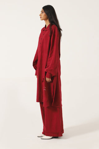 MAROON HANDWOVEN TROSERS - Rastah