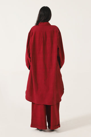 MAROON HANDWOVEN KAMEEZ - Rastah