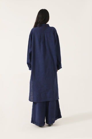 HANDWOVEN NAVY BLUE KAMEEZ (LONG SHIRT) - Rastah