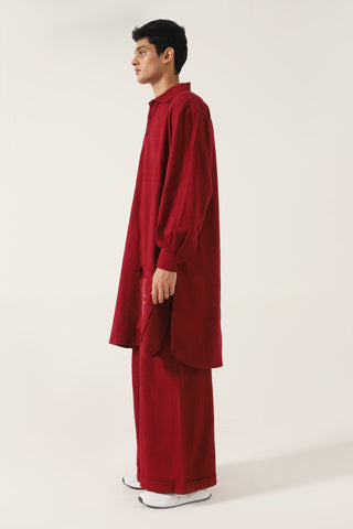 MAROON HANDWOVEN KAMEEZ - Rastah