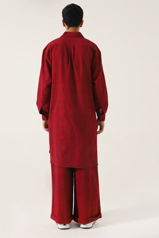 MAROON HANDWOVEN TROSERS - Rastah