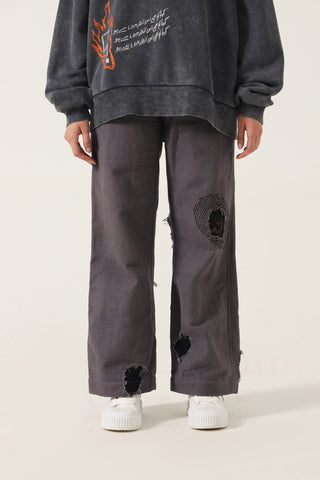 GREY HANDMADE DENIM TROUSERS - Rastah