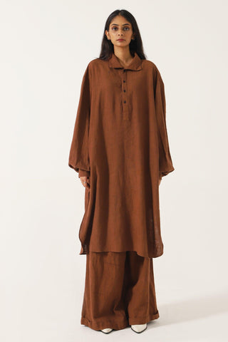 BROWN HANDWOVEN KAMEEZ (LONG SHIRT) - Rastah