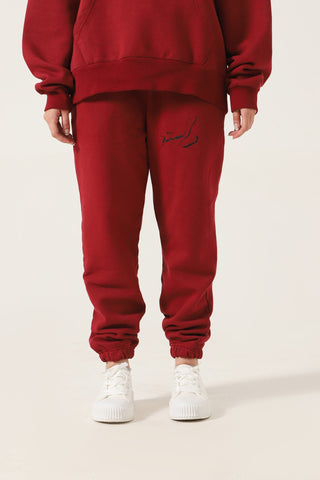 MAROON LOGO TROUSERS - Rastah