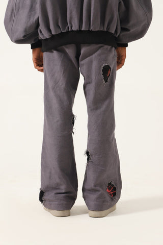 GREY HANDMADE DENIM TROUSERS - Rastah