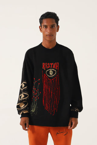 "WHAT WE SEE" JACQUARD KNIT SWEATSHIRT - Rastah