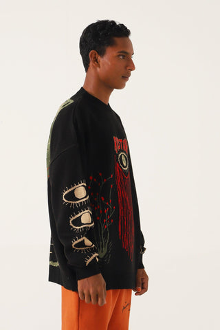 "WHAT WE SEE" JACQUARD KNIT SWEATSHIRT - Rastah