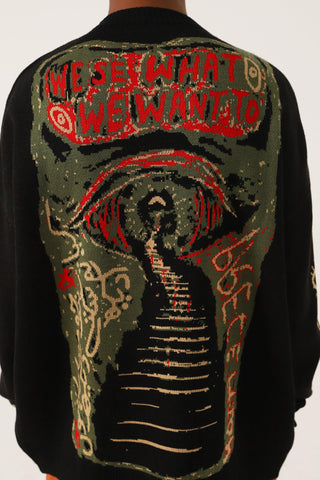 "WHAT WE SEE" JACQUARD KNIT SWEATSHIRT - Rastah