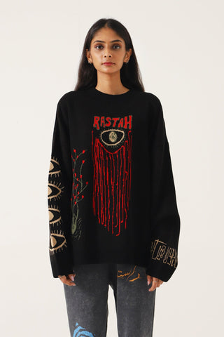 "WHAT WE SEE" JACQUARD KNIT SWEATSHIRT - Rastah