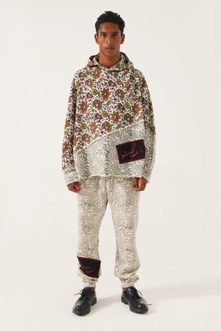"PARADOX" BEIGE BLOCK PRINT HOODIE - Rastah