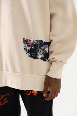 "WEEPING MAN" HAND PRINTED BEIGE HOODIE - Rastah