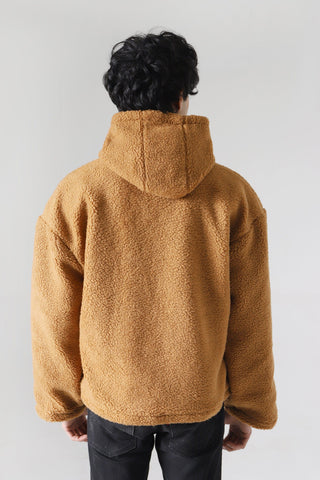 Brown sherpa logo hoodie