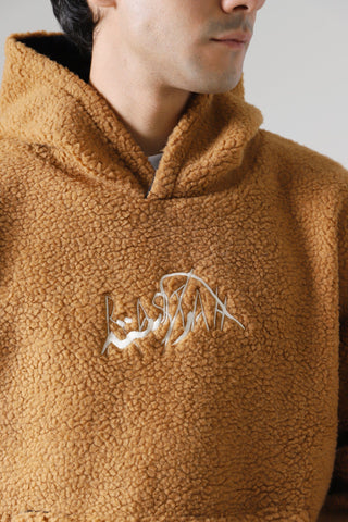 Brown sherpa logo hoodie