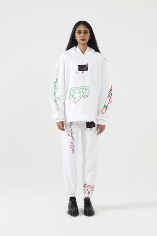 "A-POLITICAL" HAND PRINTED SWEATPANTS - Rastah