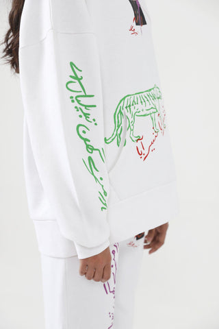 "A-POLITICAL" HAND PRINTED WHITE HOODIE - Rastah
